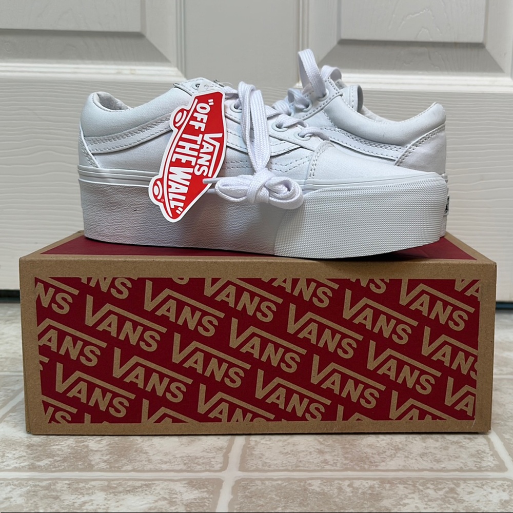 Vans Old Skool Stac White Platform Shoes